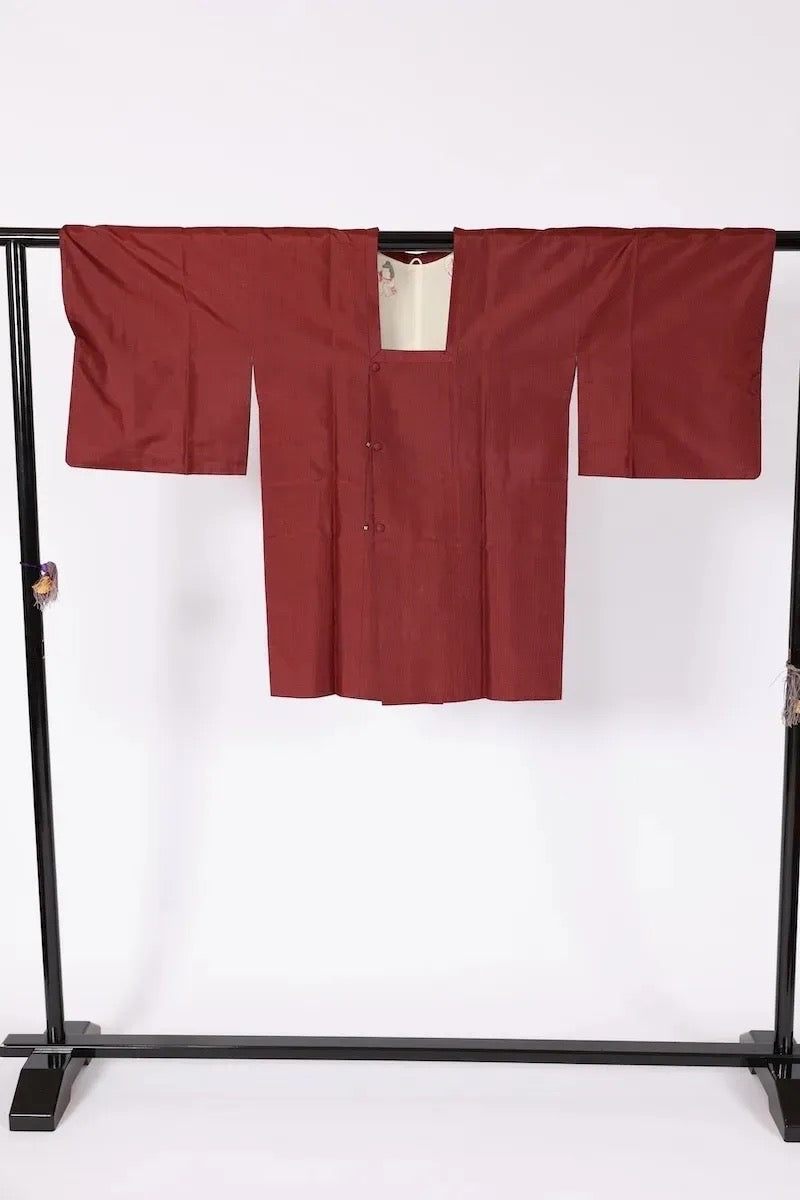 Japanese kimono used <Tsumugi> M-size silk 100% /B631