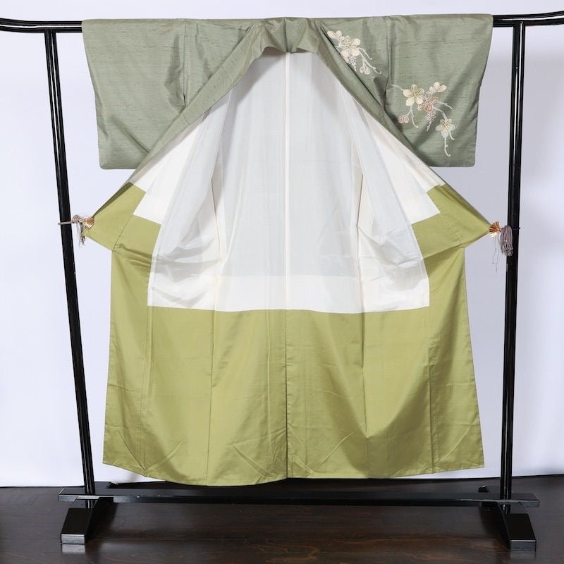 Japanese kimono used <Tsukesage Tsumugi> Msize silk 100% /k89