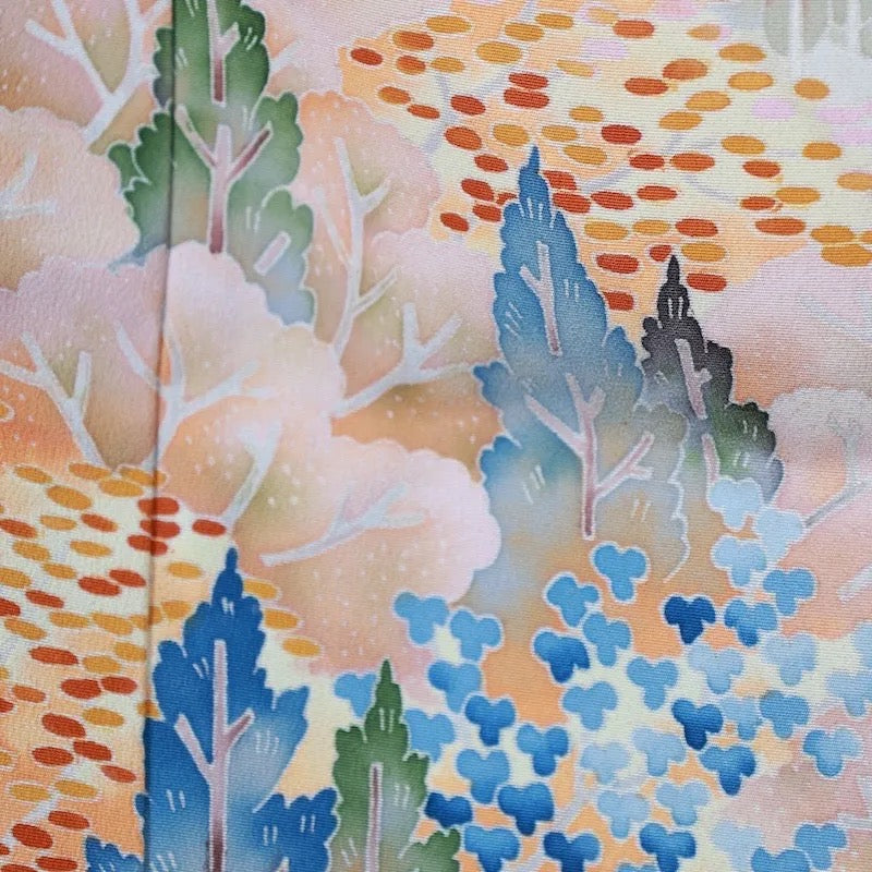 Japanese kimono used <Kurotomesode> M-size silk 100% /B715