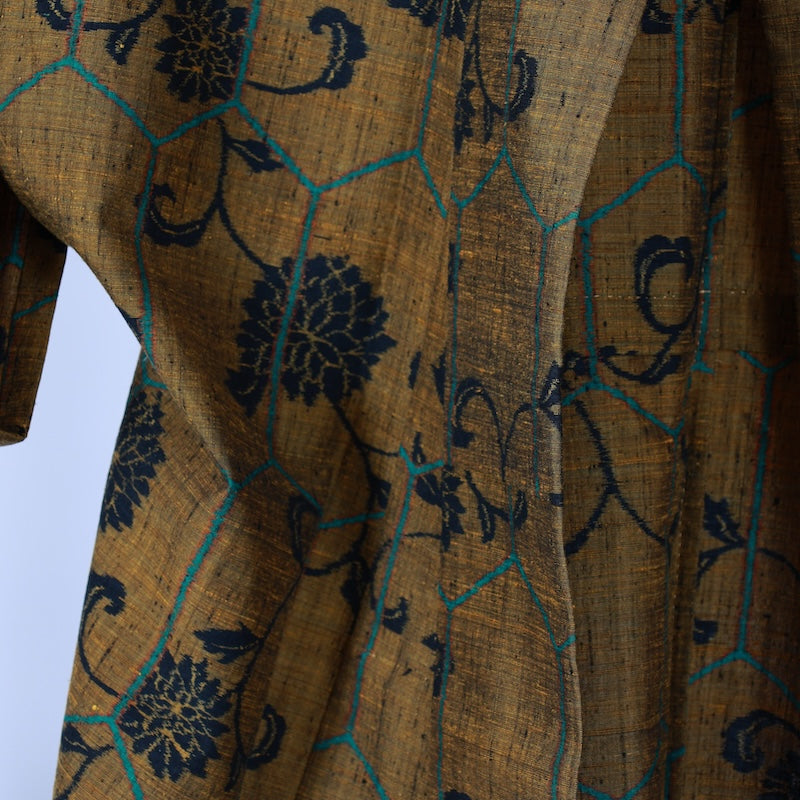 Japanese kimono used <Tsumugi> M-size silk 100% /B746