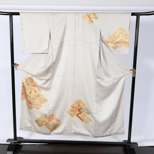 Japanese kimono used <houmongi> M-size silk 100% /B776