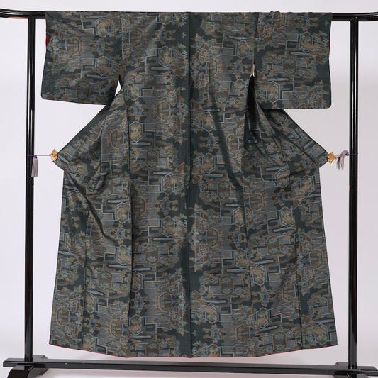 Japanese kimono (Tsumugi) M-size 100% silk / B73