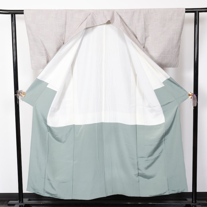 Japanese kimono used <Tsumugi> Msize silk 100% /T368