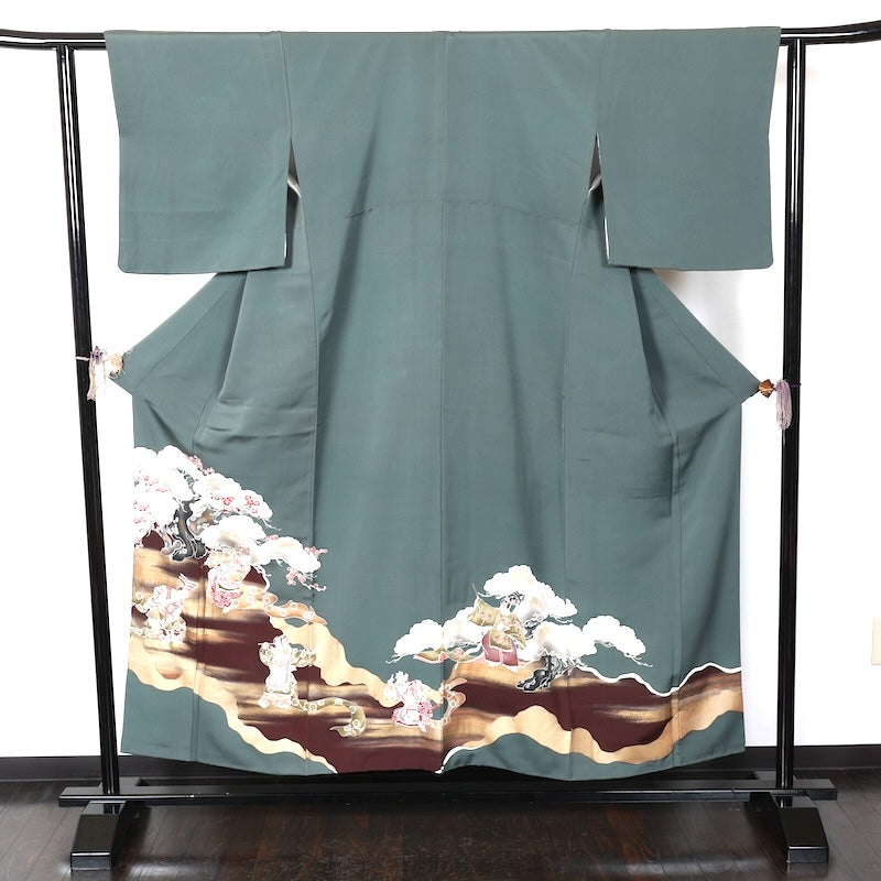 Japanese kimono used <Irotomesode> Msize silk 100% /T365