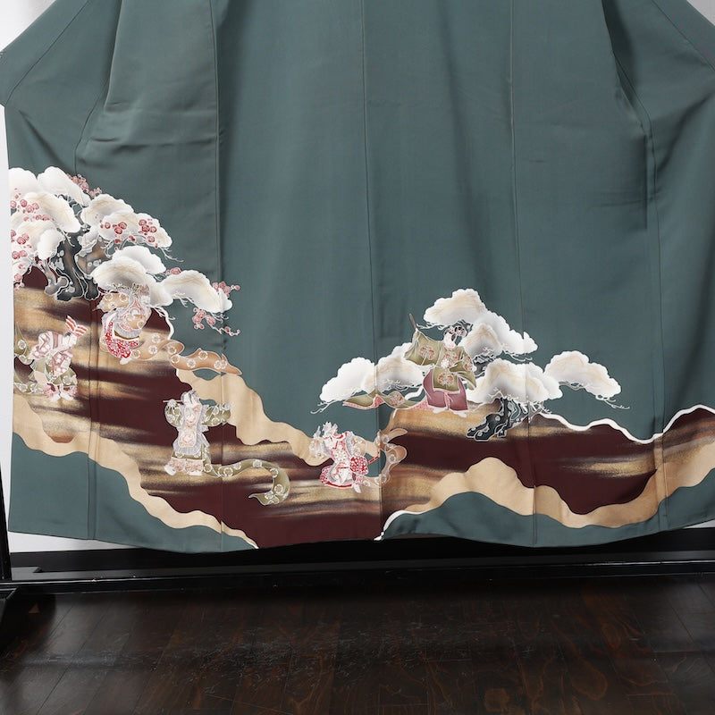 Japanese kimono used <Irotomesode> Msize silk 100% /T365