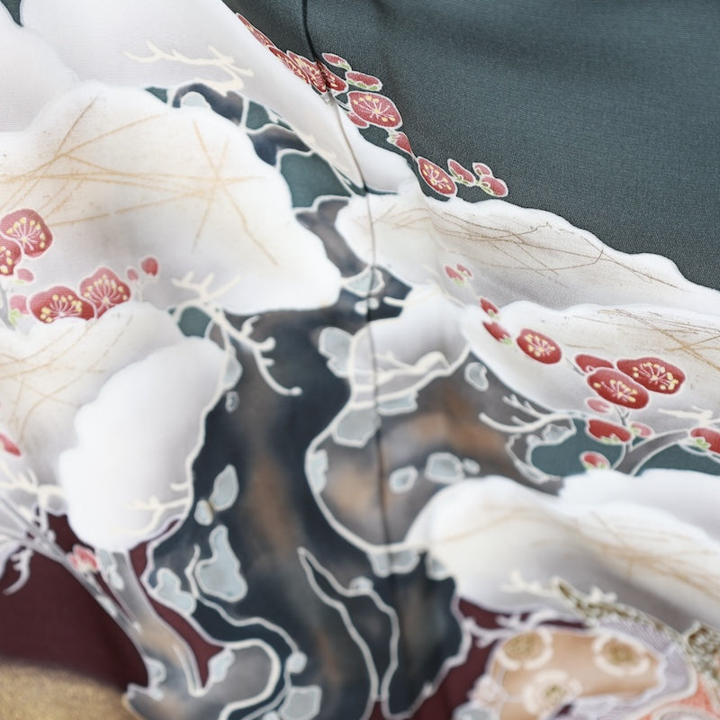 Japanese kimono used <Irotomesode> Msize silk 100% /T365