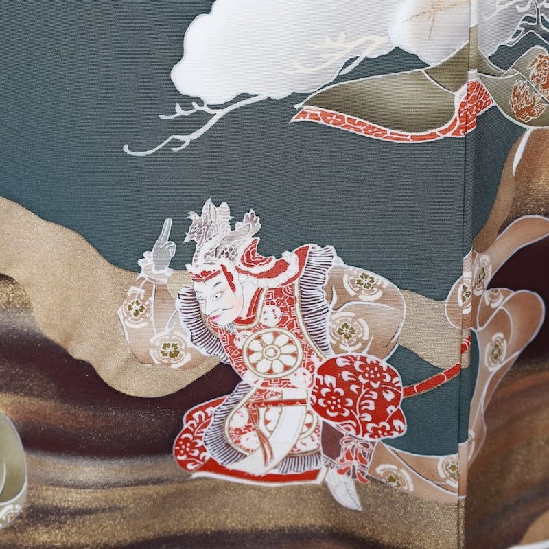 Japanese kimono used <Irotomesode> Msize silk 100% /T365