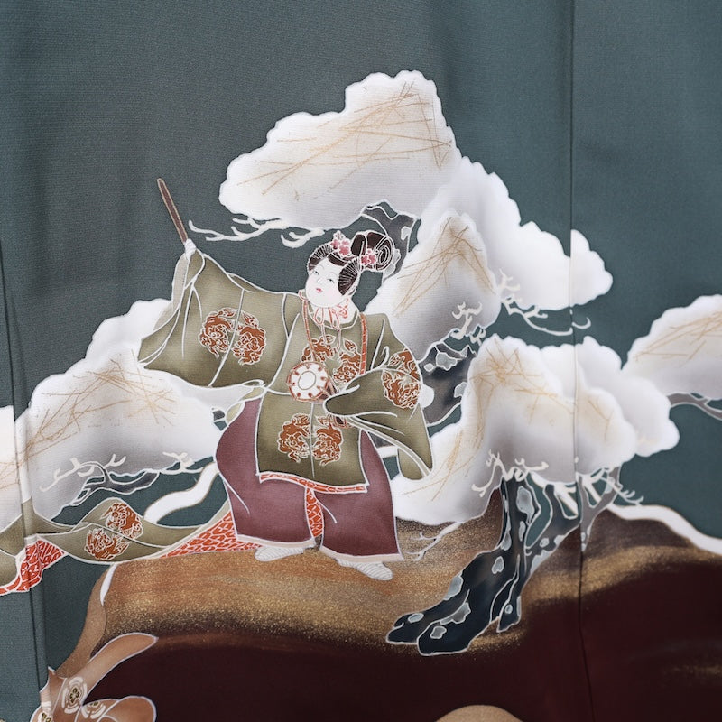 Japanese kimono used <Irotomesode> Msize silk 100% /T365