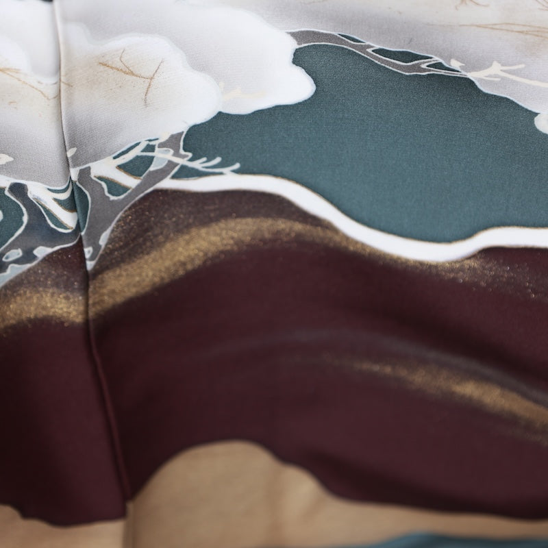 Japanese kimono used <Irotomesode> Msize silk 100% /T365