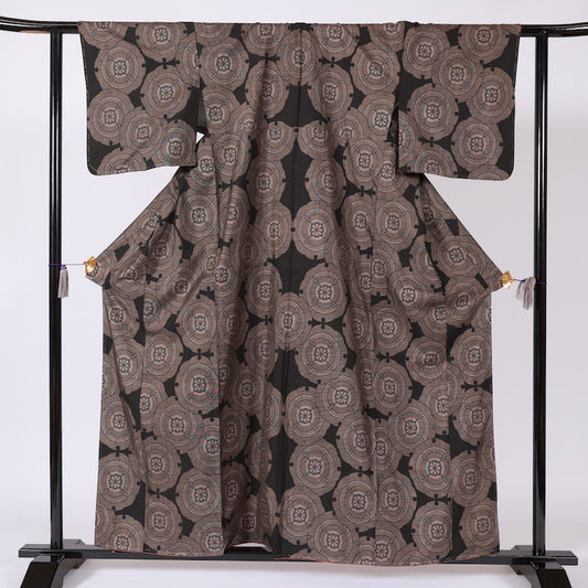 Japanese kimono (Tsumugi) L-size 100% silk / B94