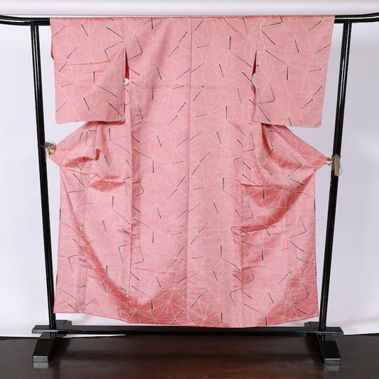 Japanese kimono used <Tsumugi> M-size silk 100% /B766