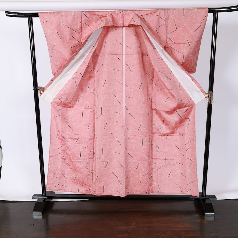 Japanese kimono used <Tsumugi> M-size silk 100% /B766