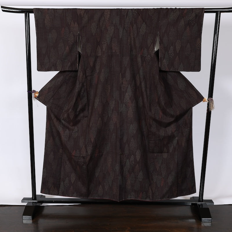 Japanese kimono used <Tsumugi> M-size silk 100% /B757