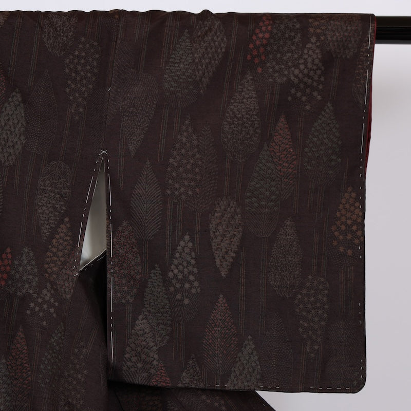 Japanese kimono used <Tsumugi> M-size silk 100% /B757
