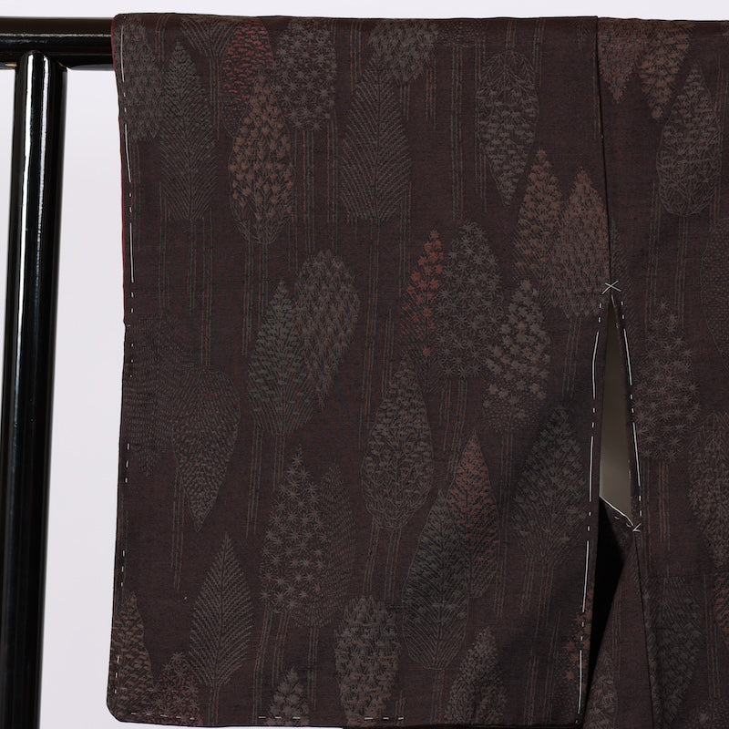Japanese kimono used <Tsumugi> M-size silk 100% /B757