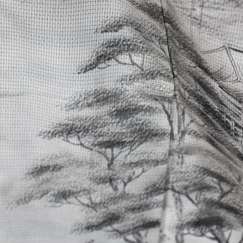 Japanese kimono used <Tsumugi,houmongi> Msize silk 100% /B748
