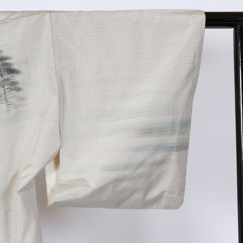 Japanese kimono used <Tsumugi,houmongi> Msize silk 100% /B748