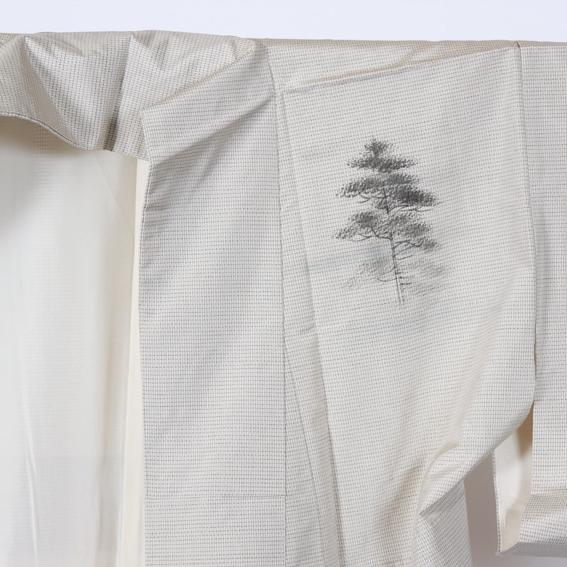 Japanese kimono used <Tsumugi,houmongi> Msize silk 100% /B748