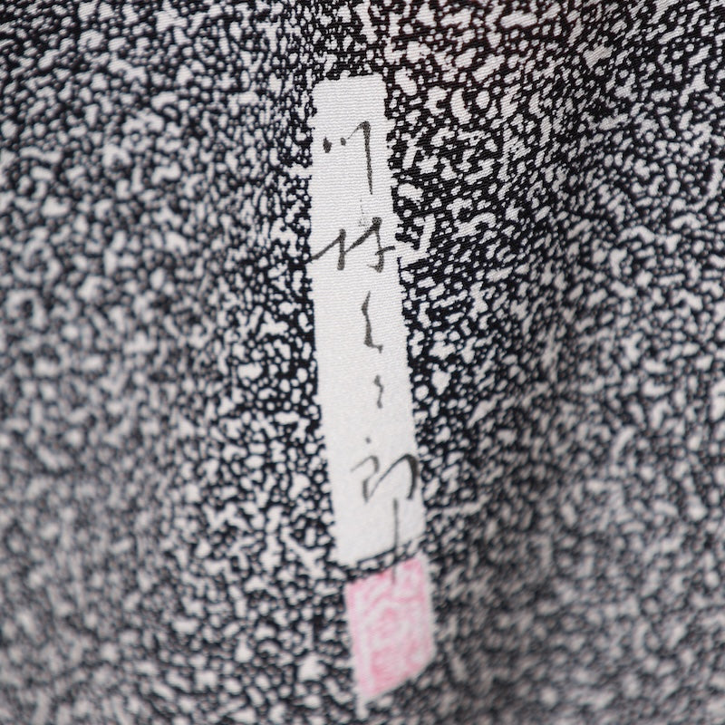 Japanease kimono used(Houmongi) M-size 100% silk /K82Black, White, Hammered, Shippo, Asanoha