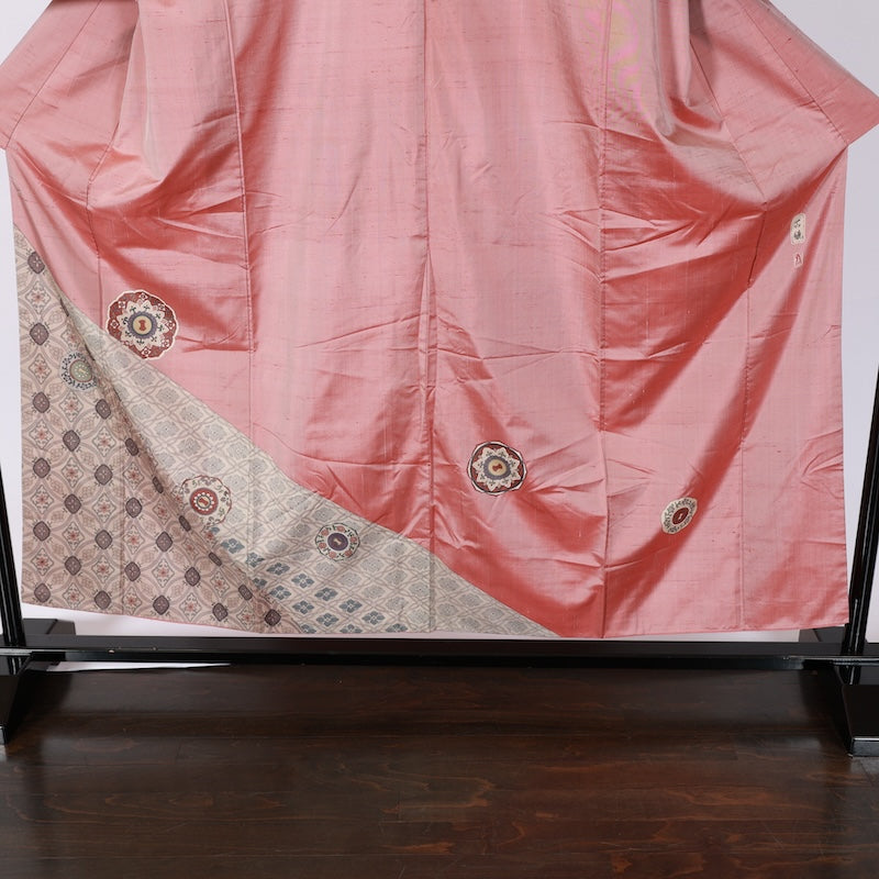 Japanese kimono used <houmongi> M-size silk 100% /B758