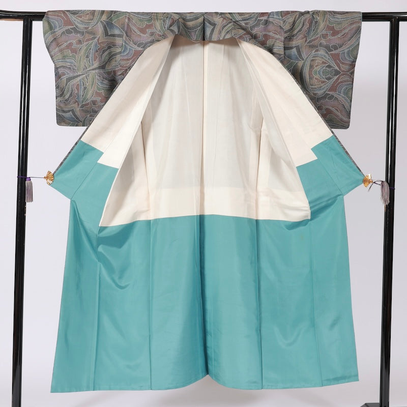 Japanese kimono (Tsumugi),kimono jacket(Haori) 2 piece set S-size 100% silk / B88