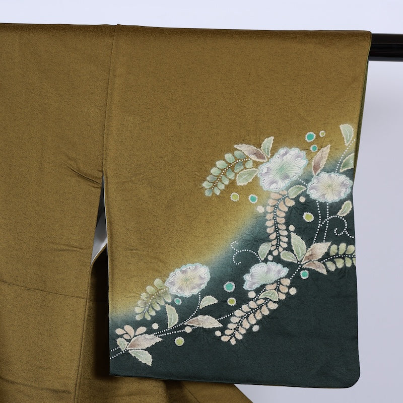 Japanese kimono used <houmongi> M-size silk 100% /B751