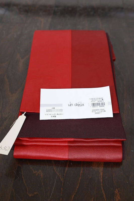Yukata obi (half-width sash), brand new, shades of red, faux leather, size b32