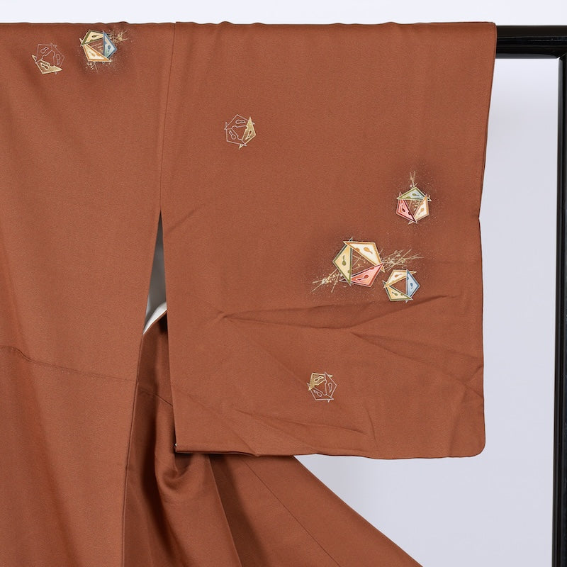 Japanese kimono used <houmongi> M-size silk 100% /B754