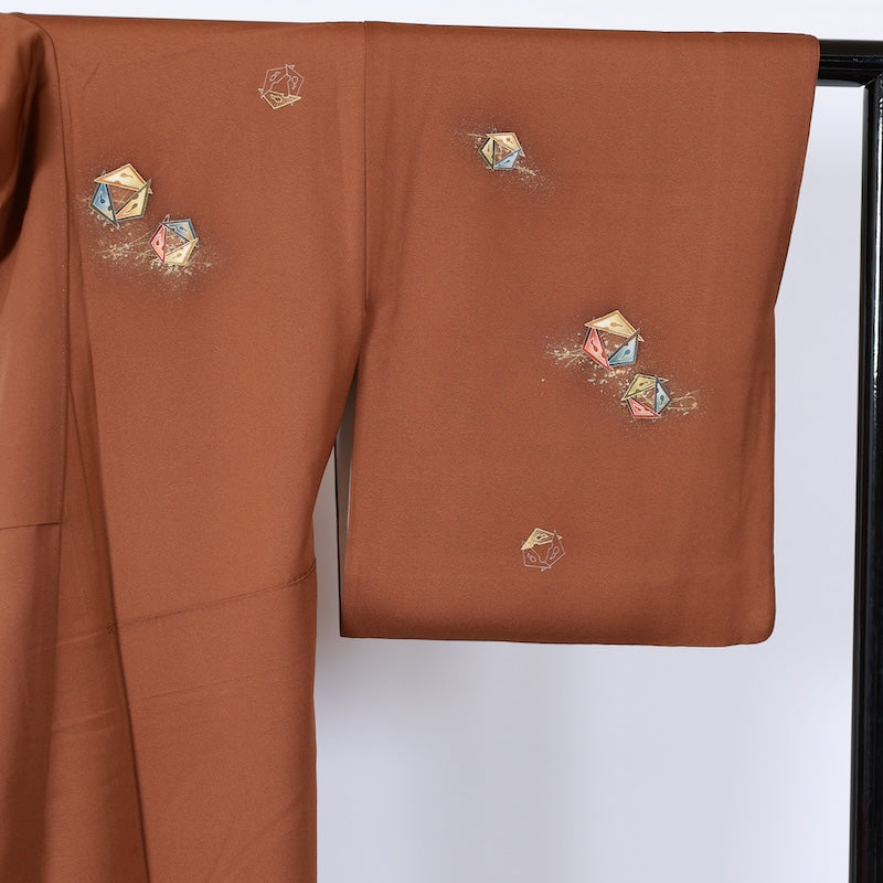 Japanese kimono used <houmongi> M-size silk 100% /B754