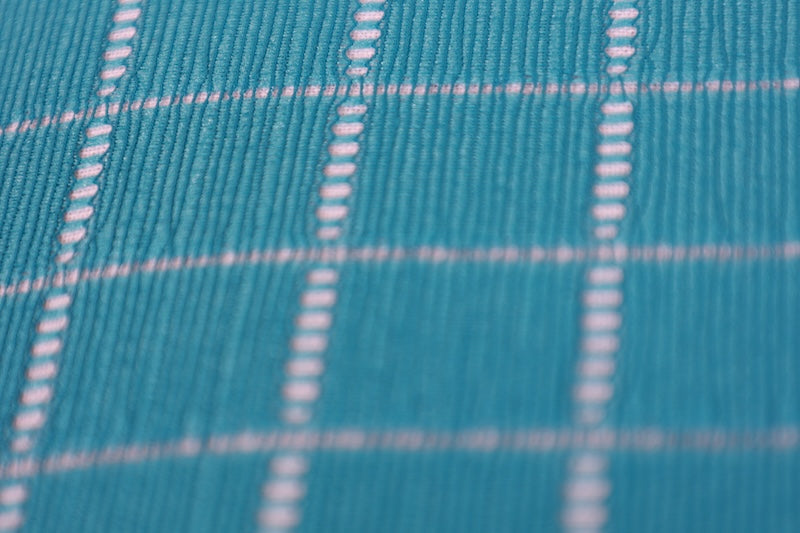 Yukata obi (half-width sash), light blue, checkered pattern, lace, b35