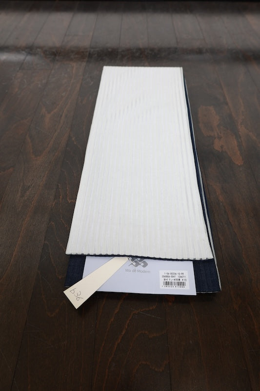Yukata obi (half-width sash), brand new, light gray with white stripes, reverse side with light and dark indigo stripes, reversible, b36