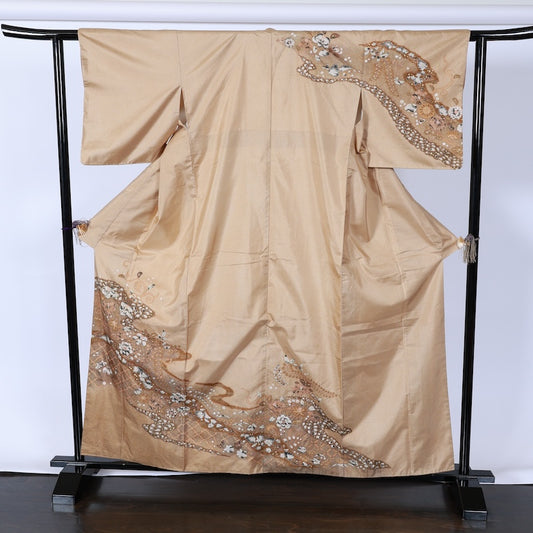 Japanese kimono used <houmongi> Msize silk 100% /B752