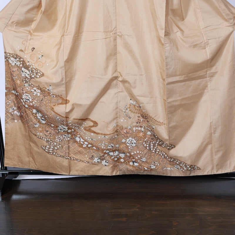 Japanese kimono used <houmongi> Msize silk 100% /B752