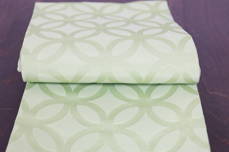 Yukata obi (half-width sash), brand new, light green, Shippo pattern, b31