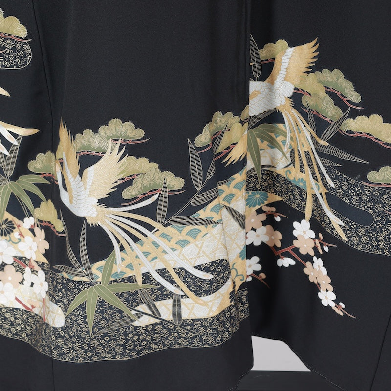 Japanese kimono (Kurotomesode) M-size 100% silk / B109