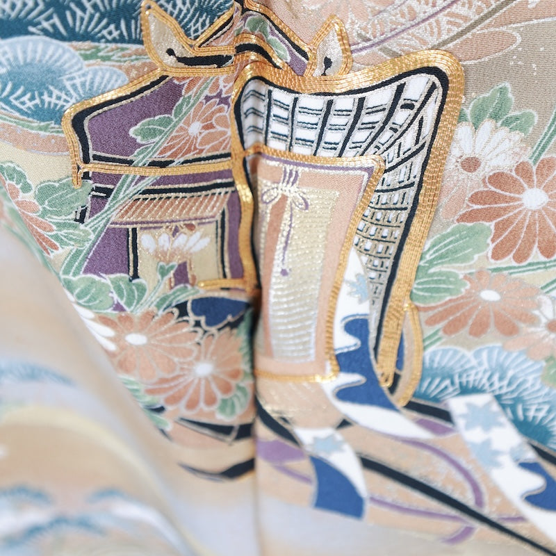 Japanese kimono (Kurotomesode) M-size polyester / B112