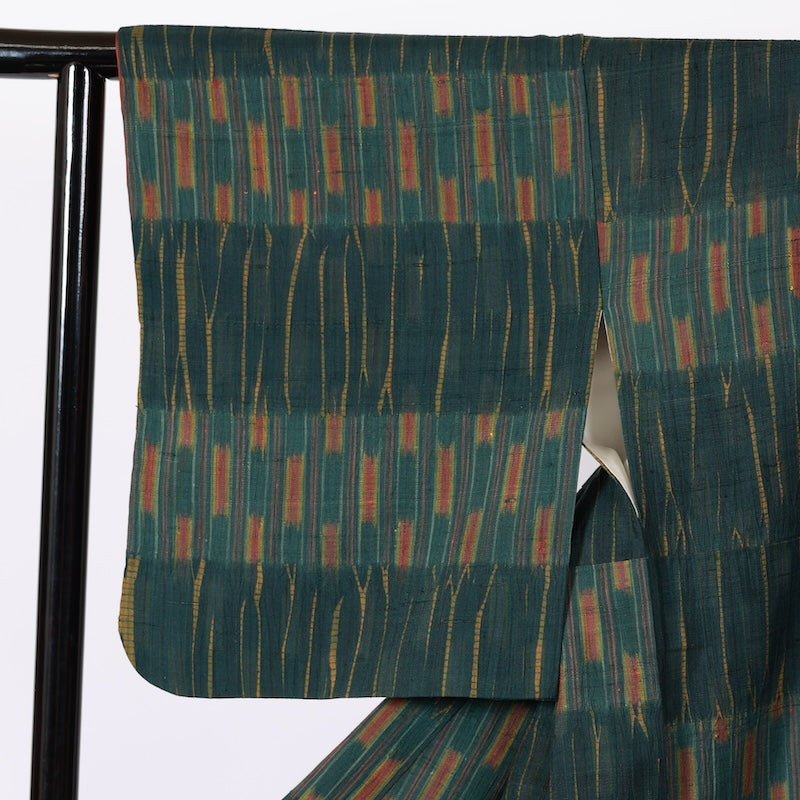 Japanese kimono used <Tsumugi> L-size silk 100% /B747