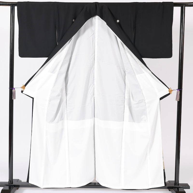 Japanese kimono (Kurotomesode) M-size polyester / B112