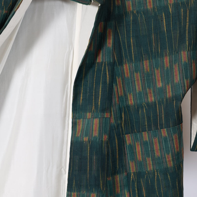 Japanese kimono used <Tsumugi> L-size silk 100% /B747