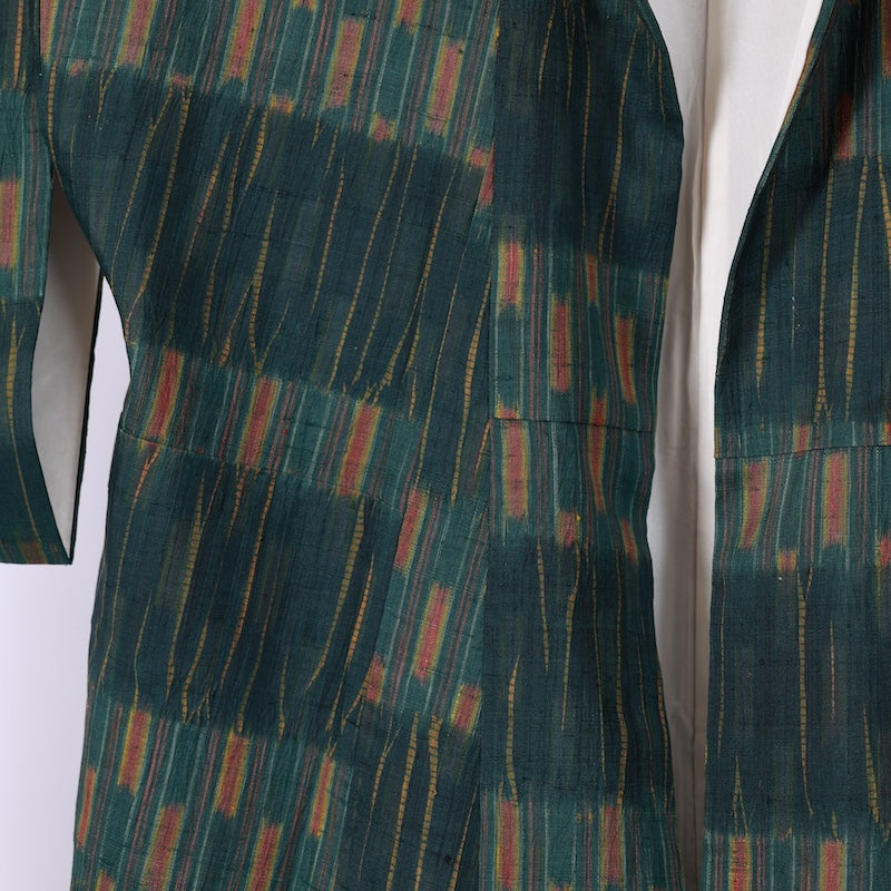 Japanese kimono used <Tsumugi> L-size silk 100% /B747