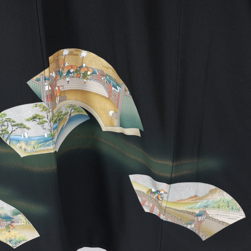 Japanese kimono (Kurotomesode) M-size 100% silk / B111