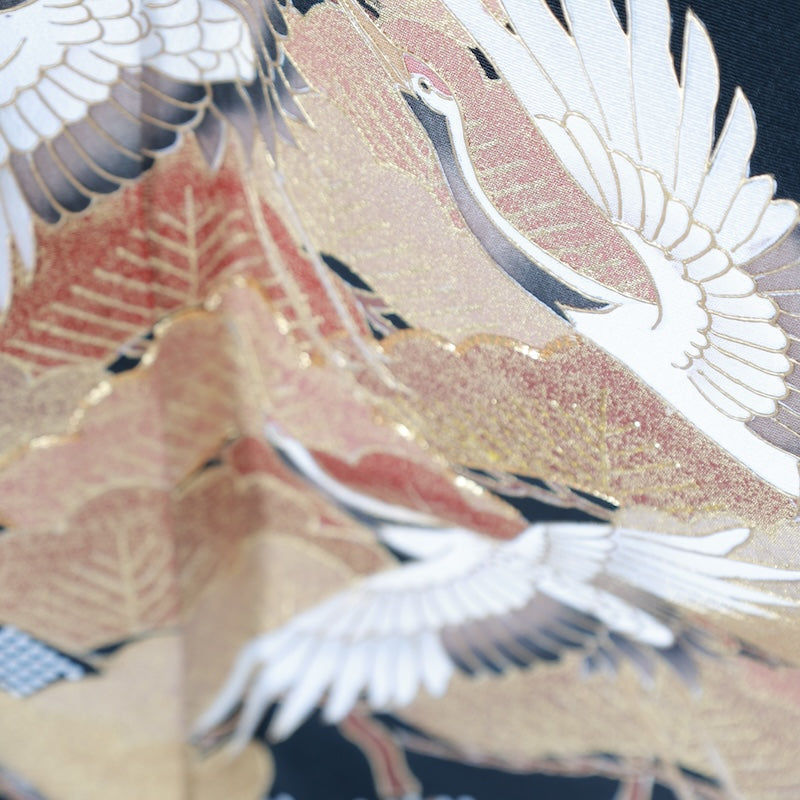 Japanese kimono (Kurotomesode) L-size 100% silk / B110
