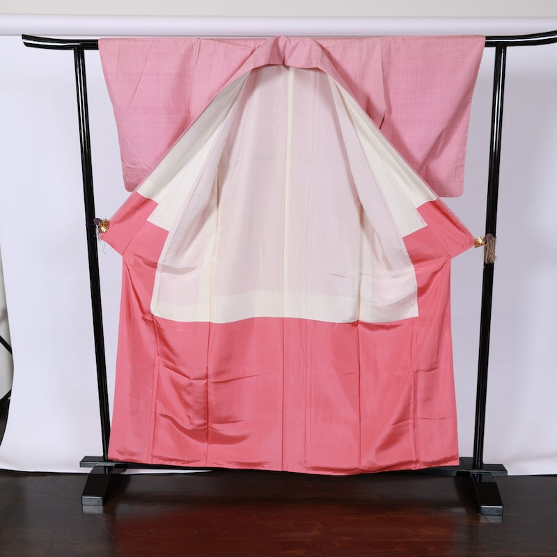 Japanese kimono used <tsumugi> L-size silk 100% /B731