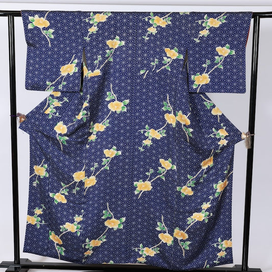 Japanese kimono used <Komon> L-size silk 100% /B742