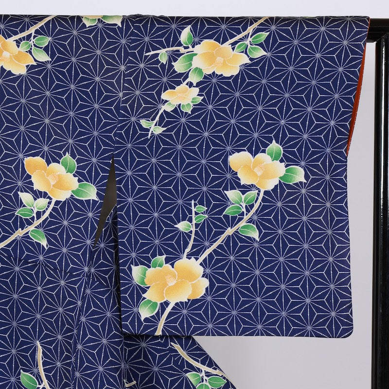 Japanese kimono used <Komon> L-size silk 100% /B742
