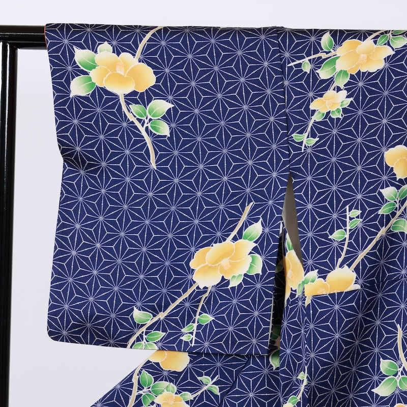 Japanese kimono used <Komon> L-size silk 100% /B742