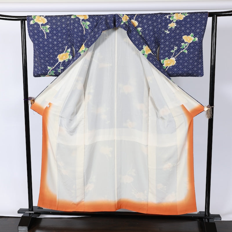 Japanese kimono used <Komon> L-size silk 100% /B742