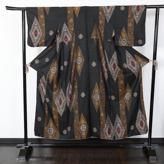 Japanese kimono used <Tsumugi> Msize silk 100% /T388