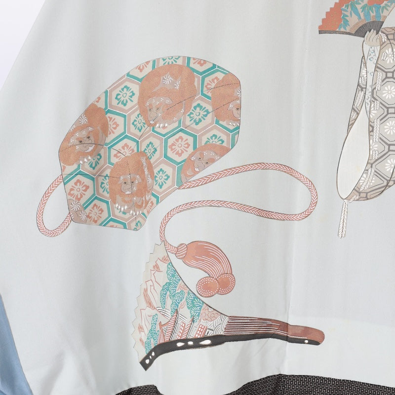 Japanese Men’s kimono Men’s kimono jacket 2piece set L-size 100% silk / B117