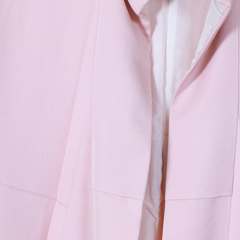 Japanease kimono New(Houmongi) M-size 100% silk K109Cherry blossom color, gold, Suzhou embroidery, one crest, Kimiyoga, knot, flower